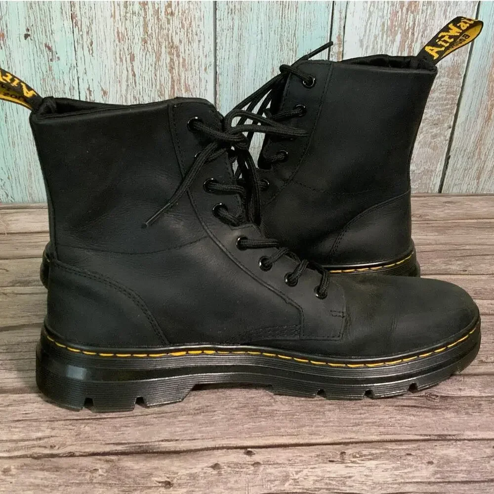 New Dr Martens Black Combs Leather Combat Boots Men 11 Women 12